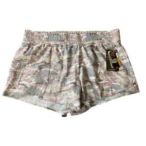 Avia Womens Camo Bike Lined Shorts Moisture-Wicking Zippered Pockets Gray